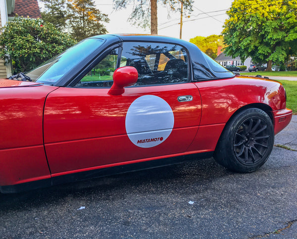 15-Inch, Classic Round Vinyl 'Meatball', MiataMoto Cutout Logo (Pair)